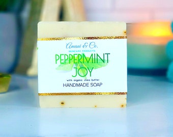 Peppermint Joy Soap |  Shea Butter Handmade Soap | Vegan Soap | Natural Bar Soap