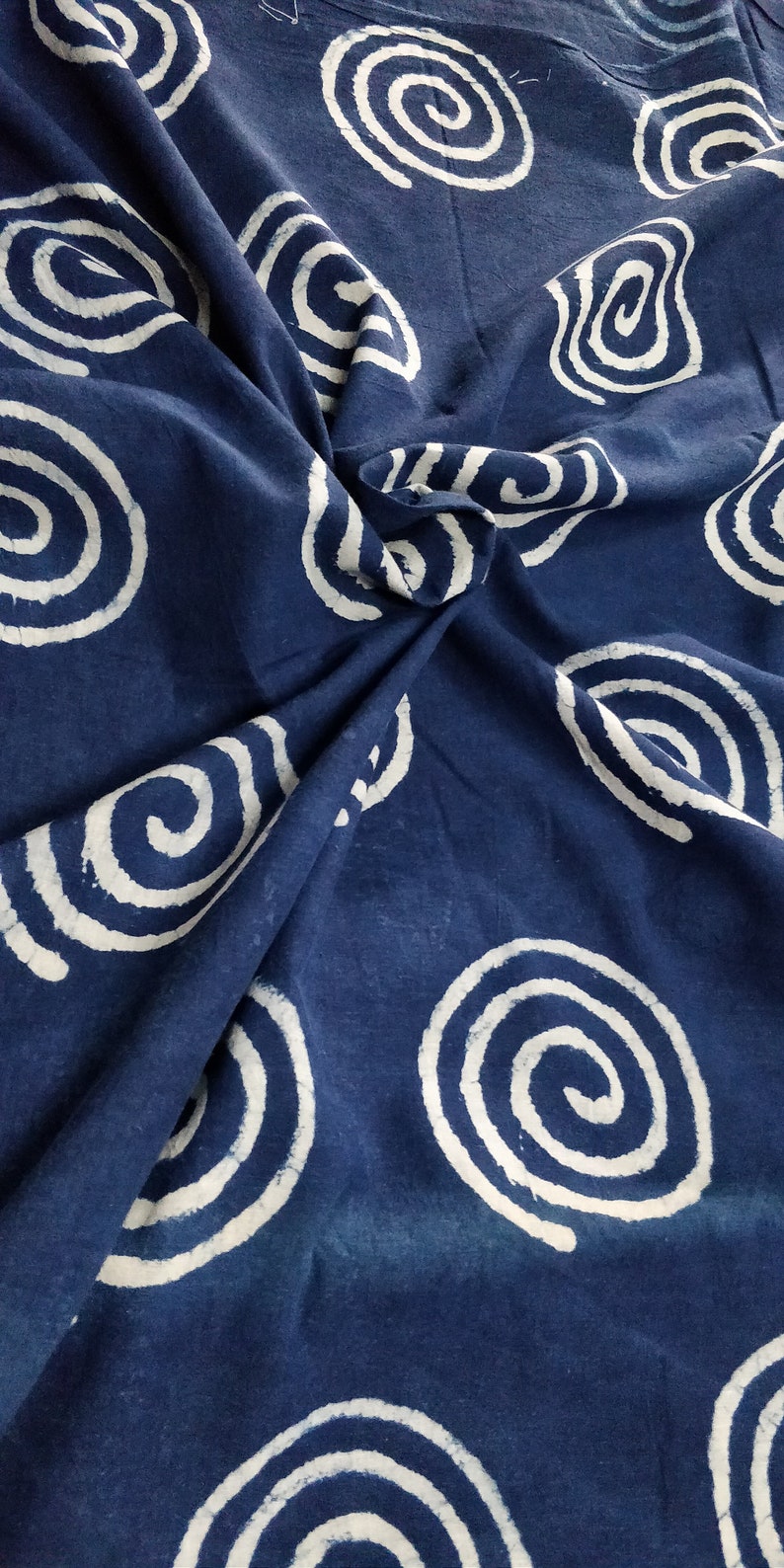 By The Yard Indigo Blue Bird Print Cotton Fabric dress,Table cloth curtains fabric Indian Hand Block Printed Natural Vegetable Dye Fabric
