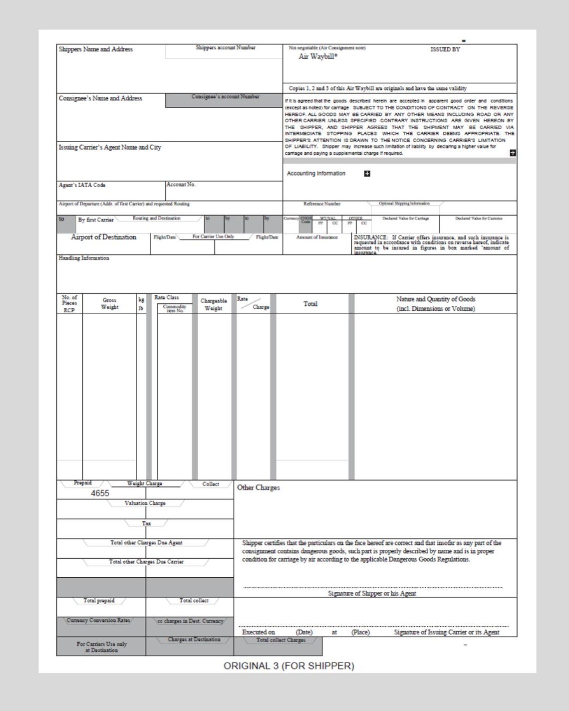 Air Waybill Template | AWB | Air Cargo Document | Editable PDF | All-in ...