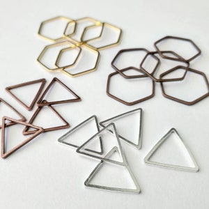 US 10.5 & 15 | SET | Basic Stitch Marker Metal Shapes Bulky Rings Hexagon Triangle | Stitch Marker for Knit