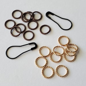 US 8 / SET / Marcatori punto base Mini anelli metallici twist / Ciondolo marcatore punto piccolo per lavorare a maglia