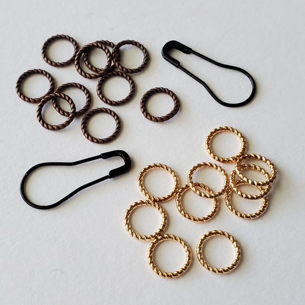 US 8 | SET | Basic Stitch Markers Mini Twist Metal Rings | Small Stitch Marker Charm for Knitting