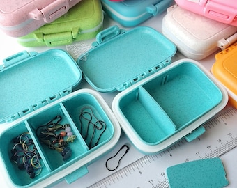 BOX | Empty Plastic Organizer Box with Hinged Lid | Storage Box for Notions Stitch Markers for Knitting Crochet Sewing Bag Tote Storage