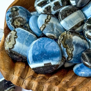 Soothing Mini Owyhee Opal Palm Stones, Forgiveness + Communication, Owyhee Blue Opal Worry Stones, Blue Opal Palm Stones, Opal Worry Stone