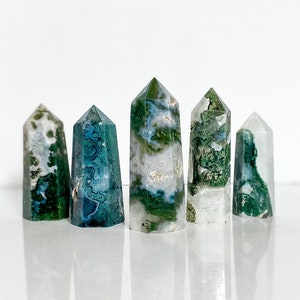 Moss Agate Points , YOU CHOOSE, Stone of New Beginnings, Moss Agate Tower, Moss Agate
