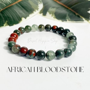 8mm African Bloodstone  Bracelet, Beaded Crystal Bracelet, African Bloodstone, Bloodstone Jewelry, Bloodstone Bracelets, Setonite  Bracelet