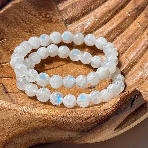 Rainbow Moonstone Bracelet, Stone of Intution, 8mm Moonstone Beaded Bracelet, Rainbow Moonstone Jewerly, Moonstone Bracelets