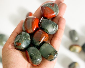 Tumbled African Bloodstone, Protection & Grounding Stone, African Bloodstone, Afican Bloodstone Tumbles