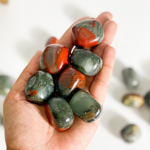 Tumbled African Bloodstone, Protection & Grounding Stone, African Bloodstone, Afican Bloodstone Tumbles