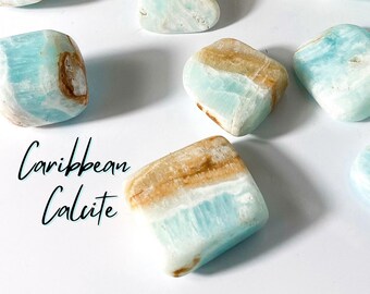 HQ Caribbean Calcite Tumbles, Stone of Spiritual Awakening & Emotional Balance, Caribbean Calcite Tumbled Stone, Caribbean Calcite