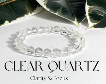 10mm Clear Quartz Crystal Bracelet: Healing Energy, Meditation, Clarity