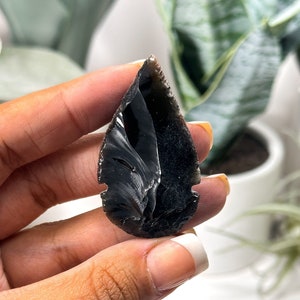 Hand Carved Black Obsidian Arrowhead: Root Chakra Stone