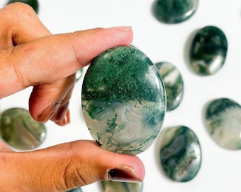 Moss Agate Worry Stone, Spiritual Growth + New Beginnings, Moss Agate Thumb Stone, Root Chakra, Moss Agate, Thumb Stones