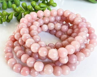 Pulsera de ópalo rosa hecha a mano, estilo Soft Girl Era.