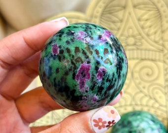 Ruby Zoisite Sphere: Stone of Rebirth & Strength - Anyolite Orb