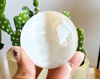 60mm Satin Spar Spheres: Charging + Purification, XL Selenite Sphere, Satin Spar Spheres,  Crown & Third Eye Chakra stone , Selenite Orb