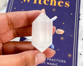 Selenita (Ponta Dupla, Cristal de Espato Acetinado para Limpeza Energética, Pedra de Proteção, Cristal de Energia, Cura Espiritual)