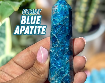 Torre de Puntas de Apatita Azul Gemmy: Energizante + Potenciador de la Concentración