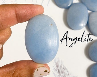 Angelite Worry Stone: Throat Chakra Healing Crystal