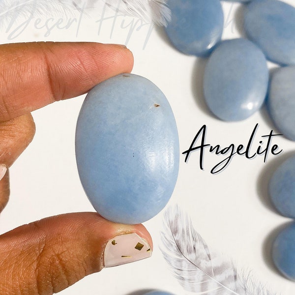 Angelite Worry Stone, Stone of Angelic Realms,  Anhydrite Worry Stone, Angelite Worry Stones, Angelite, Crystal Worry Stone