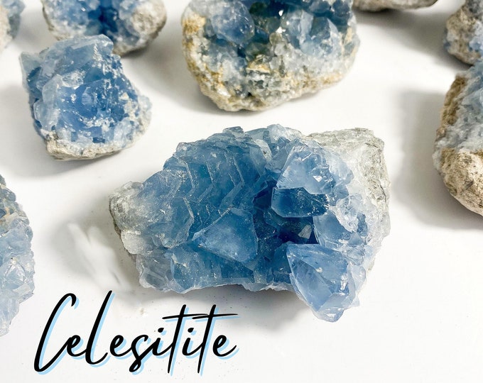 Blue Celestite Cluster: Raw Crystal for Dream Recall
