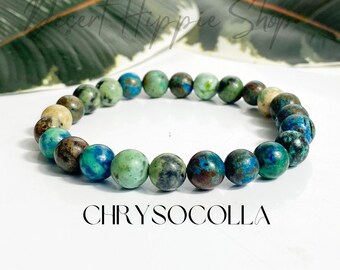 Chrysocolla Crystal Bracelets, 100% Genuine Chrysocolla, 8mm Chrysocolla Beaded Bracelet,  Chrysocolla jewelry,  Chrysocolla Bracelet