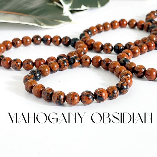 8mm Mahogany Obsidian Bracelet, Stone of Grounding & Protection, Mahogany Obsidian Crystal Bracelets, Mahogany Obsidian Beaded Bracelet