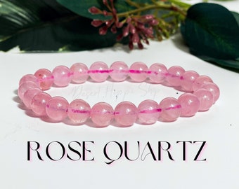 Gemmy Rose Quartz  Bracelet, Self-Love + Compassion, Rose Quartz Bracelet, Gemmy Rose Quartz, Rose Quartz Jewelry, Rose Quartz
