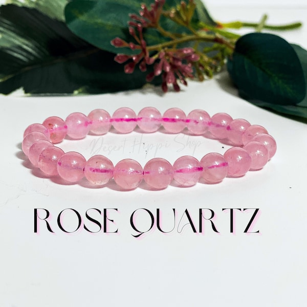 Gemmy Rose Quartz  Bracelet, Stone of Love, Rose Quartz Bracelet, Gemmy Rose Quartz, Rose Quartz Jewerly