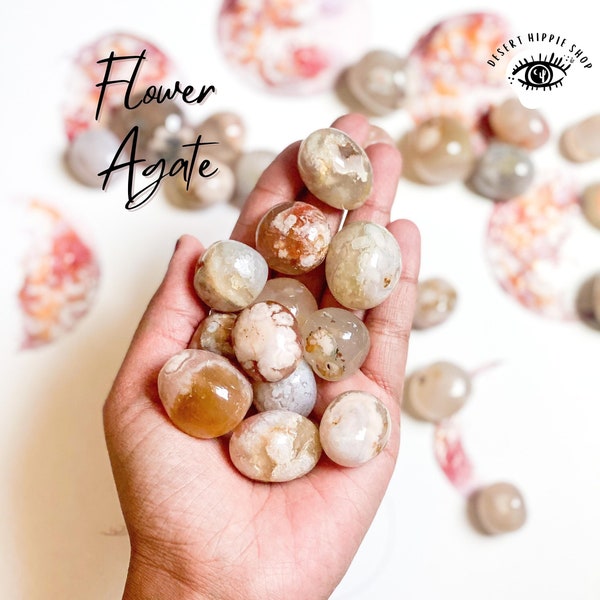 Tumbled Flower Agate, Stone of Growth, Flower Agate, Tumbled Cherry Blossom Agate, Tumbled Sakura Agate, Tumbled Crystal