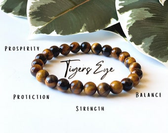 Handmade Tiger's Eye Beaded Bracelet: Protection & Good Luck