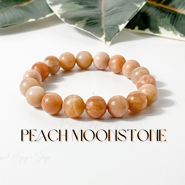 Peach Moonstone Bracelets, Stone of Intution , 10mm Peach Moonstone Braclet, Divine Feminine, Pregnancy Crystal , Peach Moonstone Jewerly