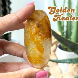 Golden Healer Quartz Shiva Palm Stone • Hematoid Quartz • Master Healer Crystal • Tucson Gem Show Find • Solar Plexus Chakra Stone