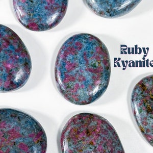 Ruby Kyanite Worry Stone: Thumb Indent, India