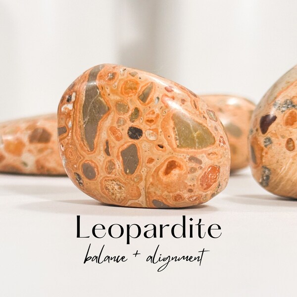 Leopardite Tumbles, Balance + Align, Tumbled Leopardite, Leopard Jasper Tumbled, Leopard Skin Agate Tumbles, Leopardite, Tumbled Gemstones