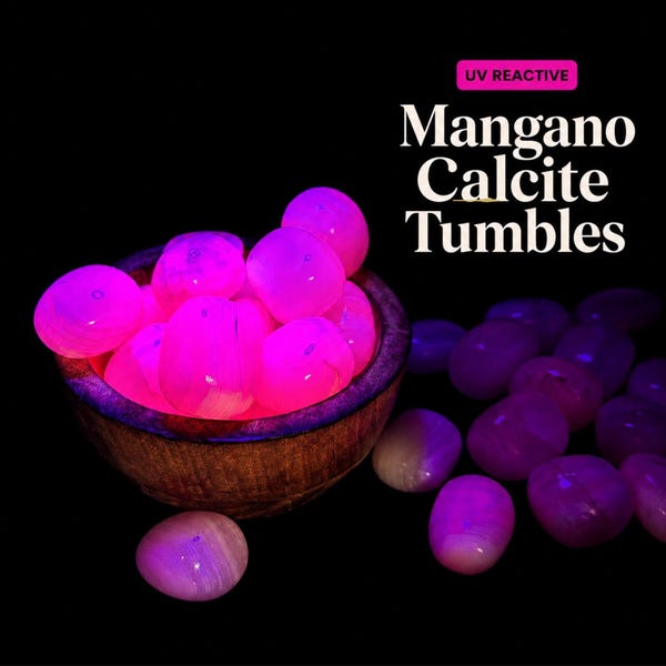 UV Reactive Pink Mangano Calcite Tumbles