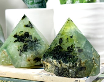 Polished Prehnite Point: Raw Crystal Tower for Altar & Healing