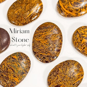 Miriam Stone Thumb Stone, Hoger Zelf + Aarding, Kalligrafiesteen Worry Stone, Miriam Stone Worry Stone, Kalligrafiesteen, Worry Stone