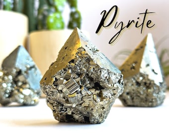 Rhombic Pyrite Top Polish , Stone of Determination & Propersity, Raw Pyrite Points, Pyrite Points, Rhombic Pyrite, High Grade Raw Pyrite