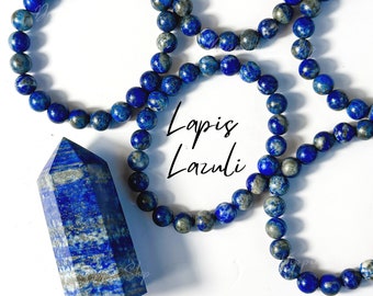 Lapis Lazuli Beaded Stretch Bracelet, 8mm Lapis Lazuli Bracelet, Crystal Bracelet, Lapis Lazuli Jewelry