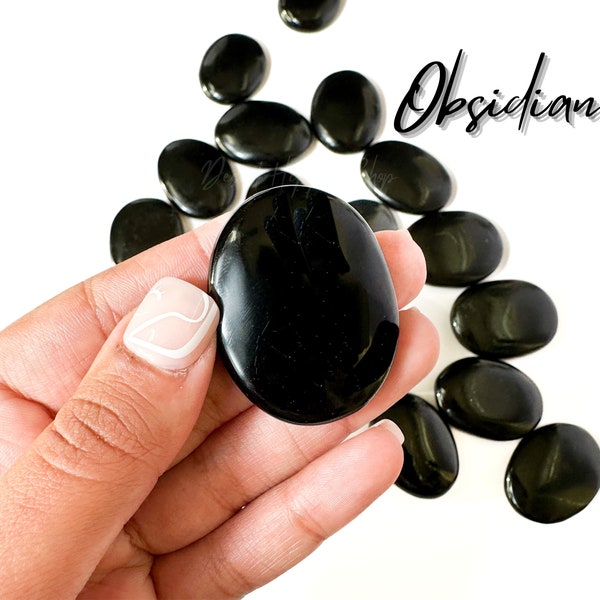 Black Obsidian Worry Stone, Stoen of Protection & Truth, Obsidian Thumb Stone, Black ObsidianTherapy Stone, Crystal Worry Stone,