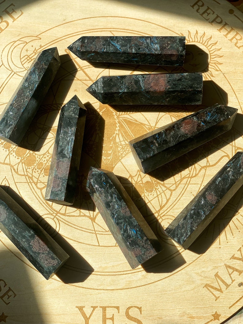 With Arfvedsonite Points Stone of Manifestation & Etsy