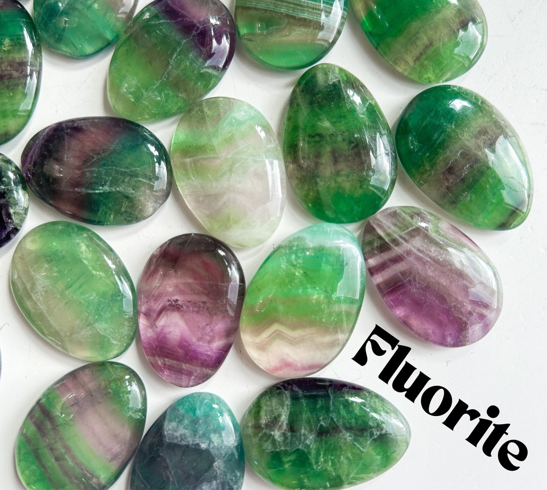 HQ Rainbow Fluorite Worry Stone, Focus & Clarity, Fluorite Worry Stone