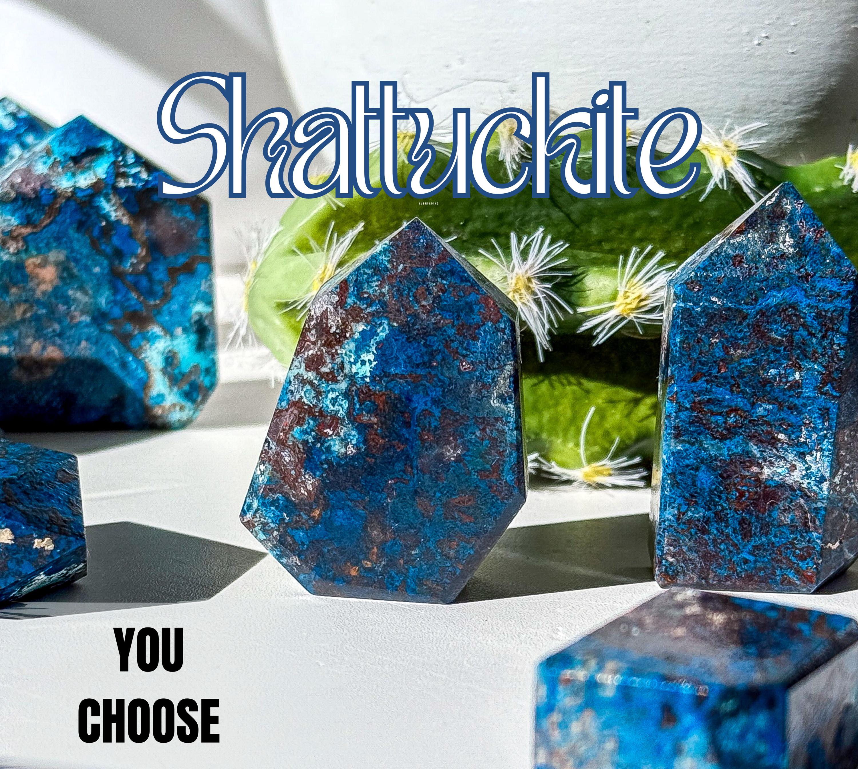 シャッタカイトとクリソコラタワー：金属性キュプライト結晶ポイント 
