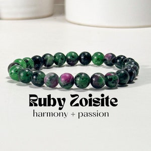 High Grade Ruby Zoisite Bracelet, 8mm Ruby Zoisite Bracelet, Anyolite Bracelet, Ruby Zoisite Jewelry, Crystal Bracelet,