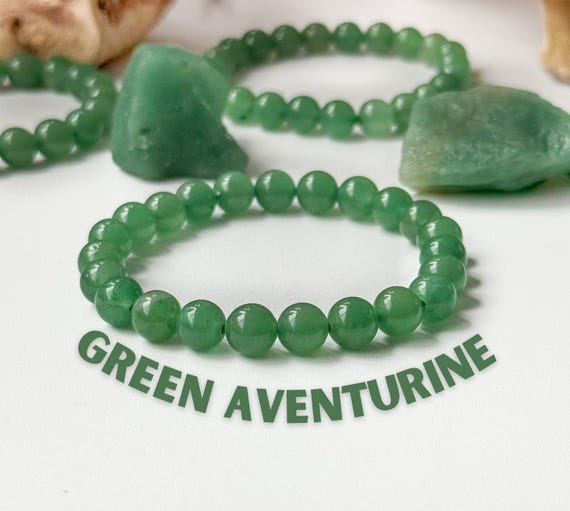 Green Aventurine Bracelet, Luck Prosperity Stone, Heart Chakra Healing