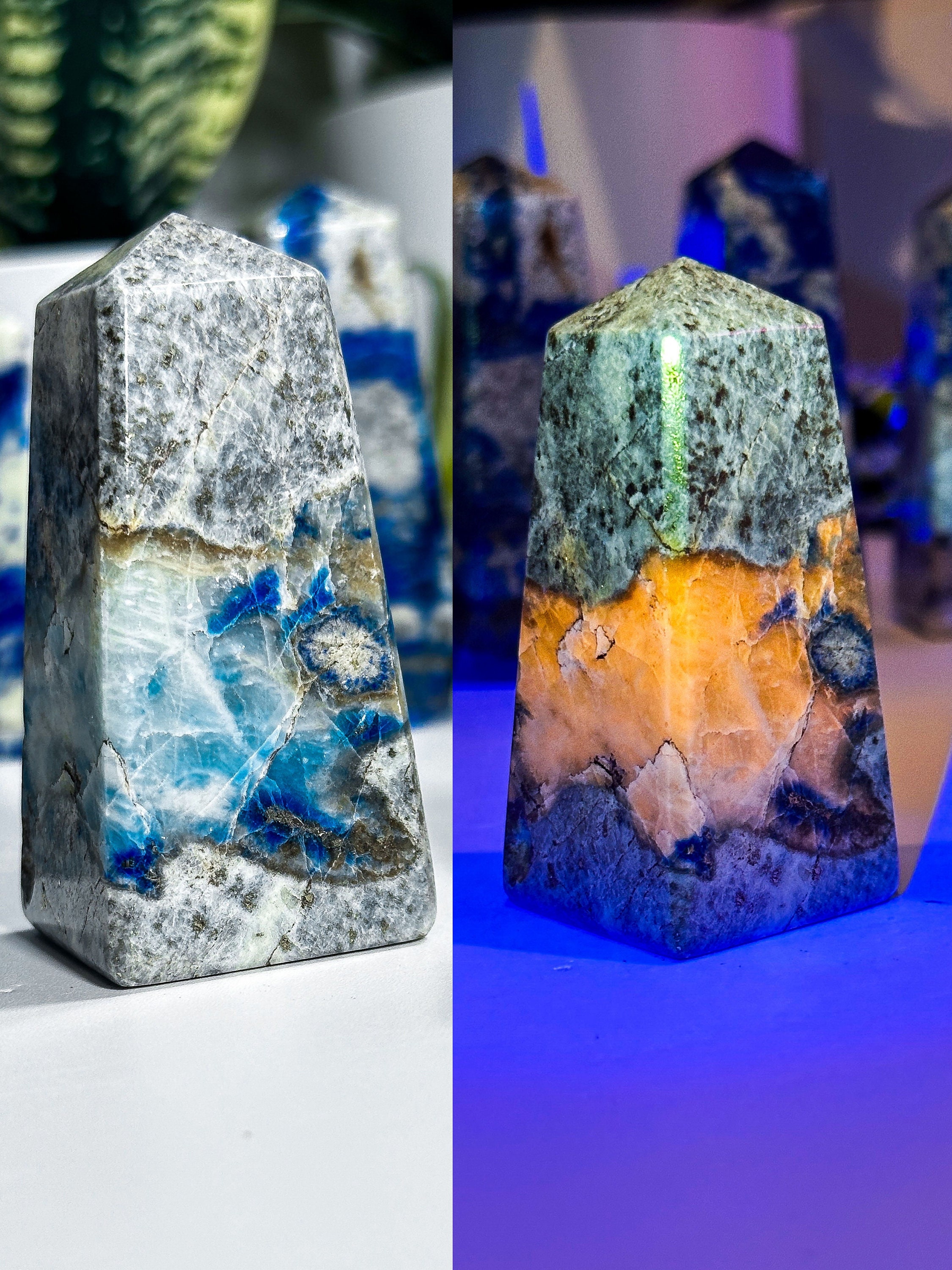 Glowing UV Reactive Sodalite Tower - Etsy