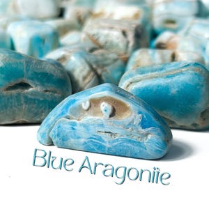 Calming Blue Aragonite Tumble Stone: Healing Crystal from Pakistan