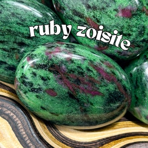 Ruby in Zoisite Palm Stone – Heart Chakra Crystal, Emotional Healing, Passion & Growth, Ruby Zoisite Crystal, Grounding Energy Gift, UV Ruby
