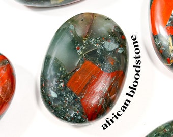 African Bloodstone Palm Stone, Purification + Grounding, Heliotrope Palm Stones, , African Bloodstone, Heliotrope, Crystal Palm stones